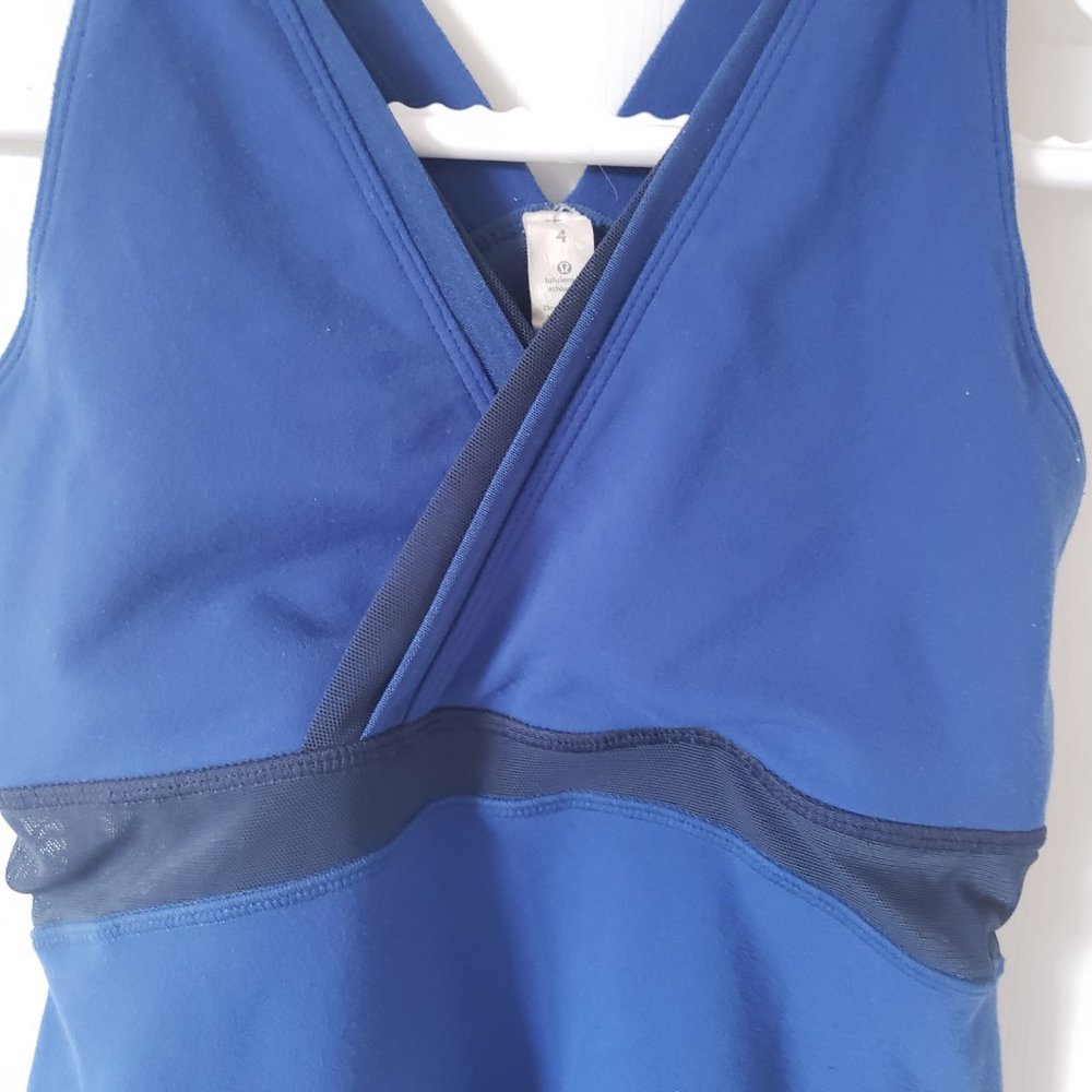 Lululemon Royal Blue Deep V Tank Mesh Back Size 4 - Picture 2 of 8